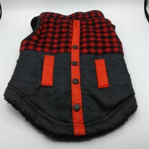 Woof Red and Black Plaid dog coat size Medium